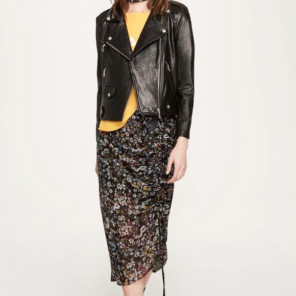 SOLD - Rebecca Minkoff Romy Ruched-Side Floral Midi Skirt - Picture 2 of 8